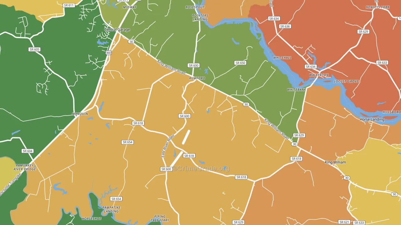 King William, VA Map of Assault Rates
