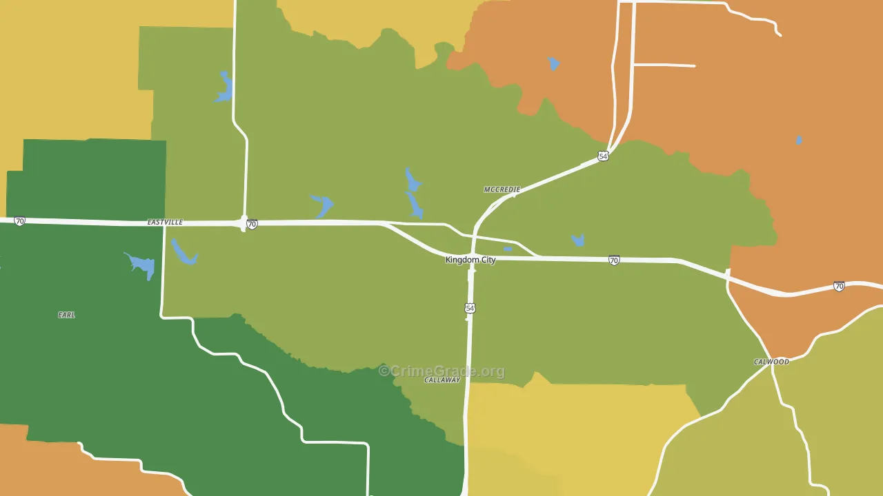 Kingdom City, MO Map of Assault Rates