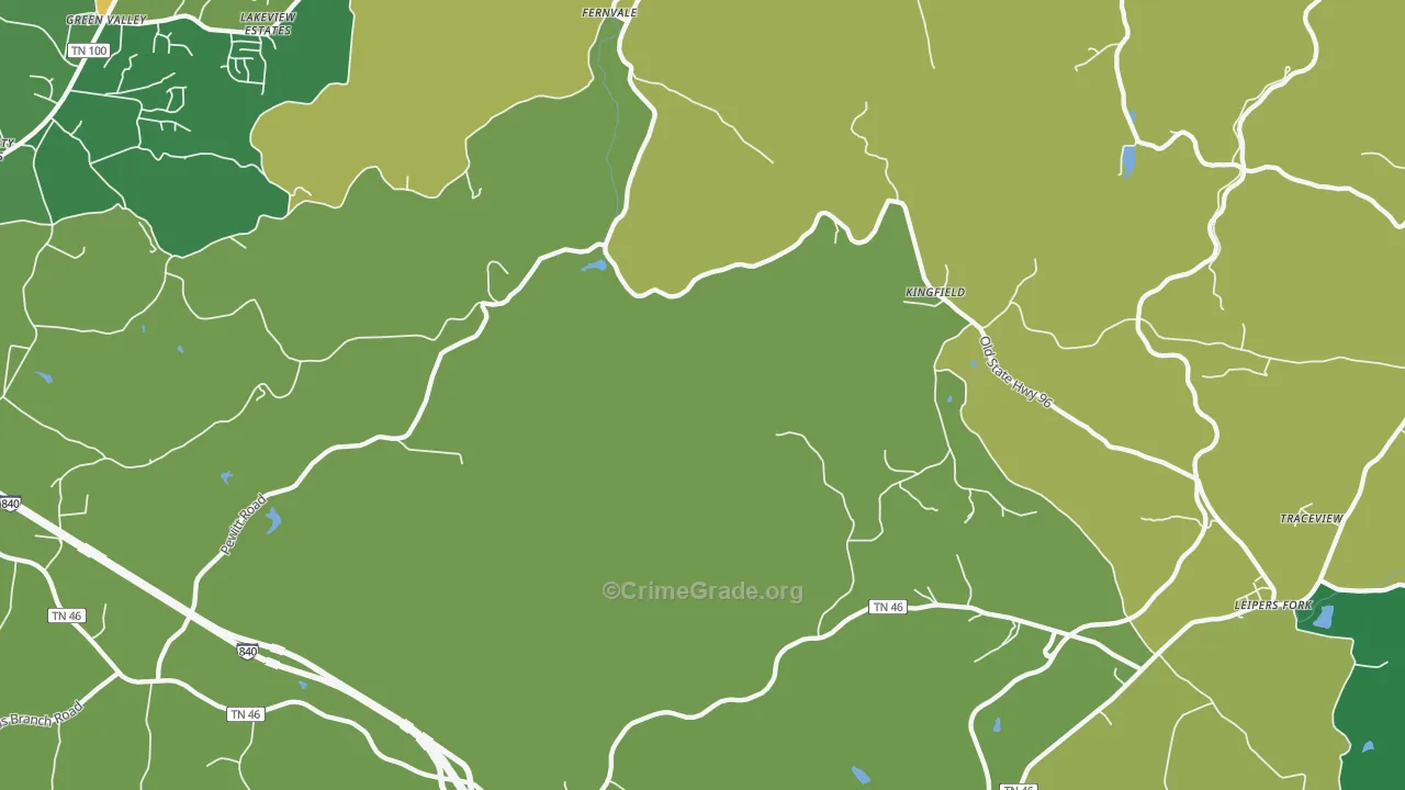 Kingfield, TN Map of Assault Rates