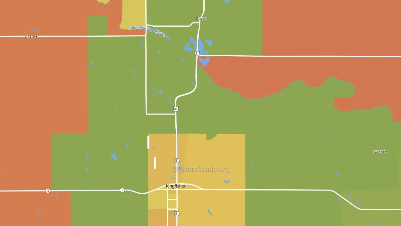 Kingfisher County, OK Map of Assault Rates