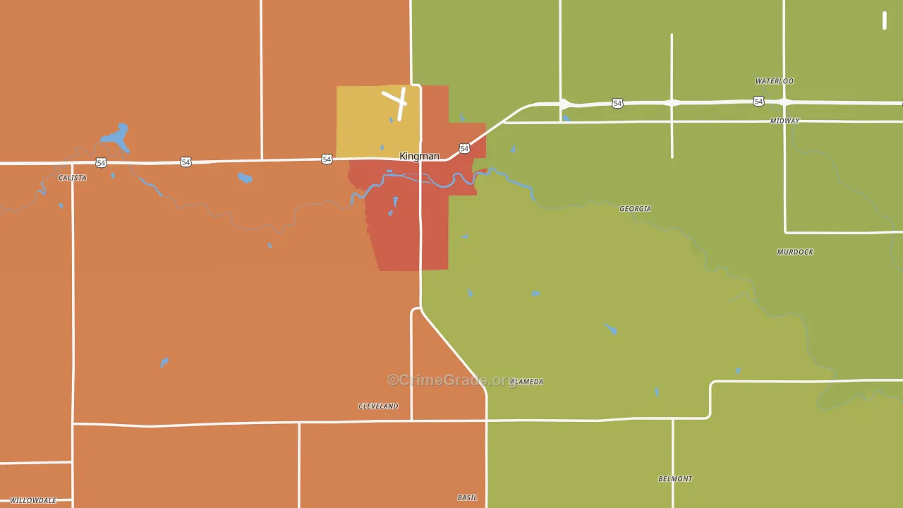 Kingman County, KS Map of Assault Rates