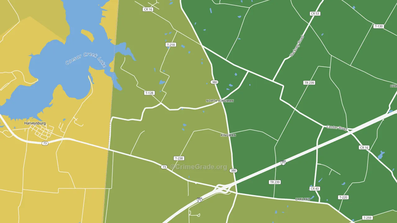 Kingman, OH Map of Assault Rates