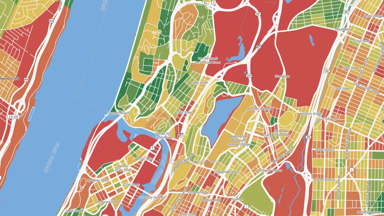 Kings Bridge, Bronx, NY Map of Assault Rates