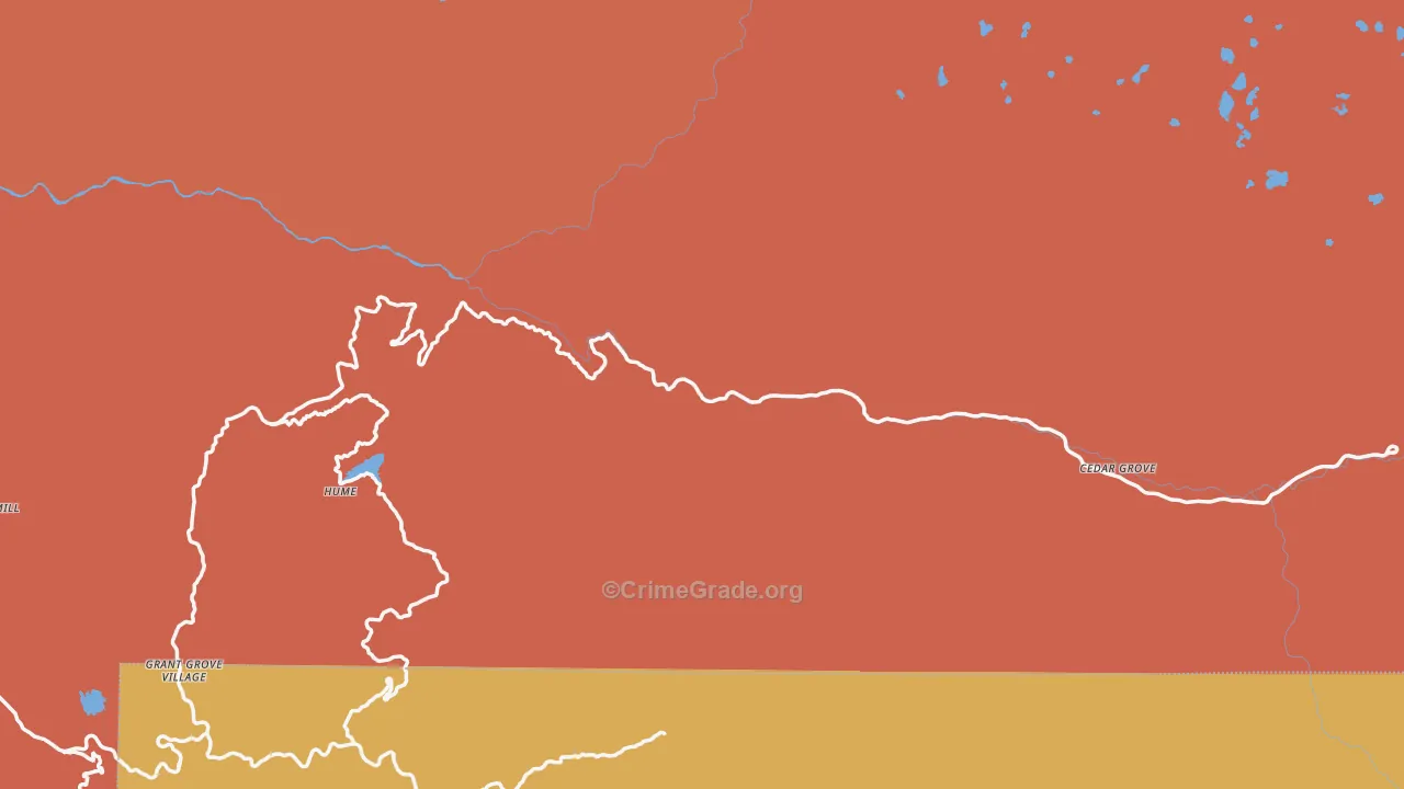 Kings Canyon National Pk, CA Map of Assault Rates