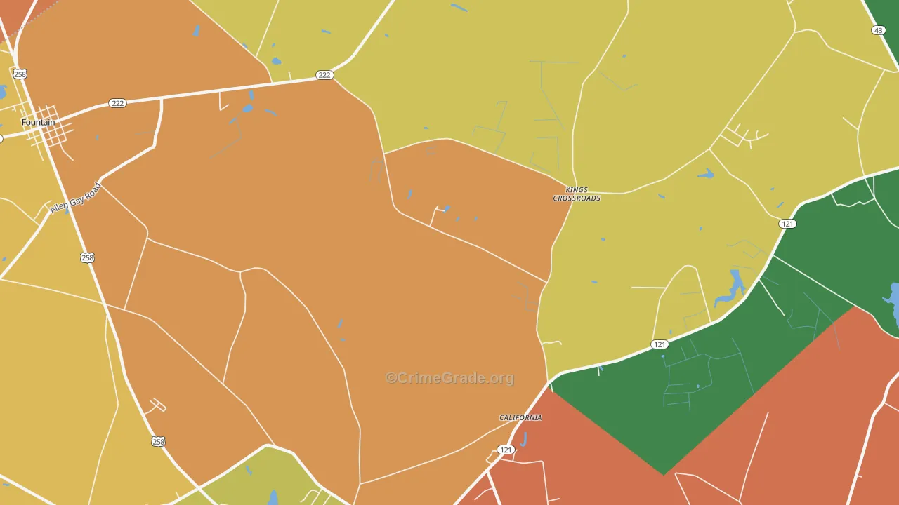 Kings Crossroads, NC Map of Assault Rates