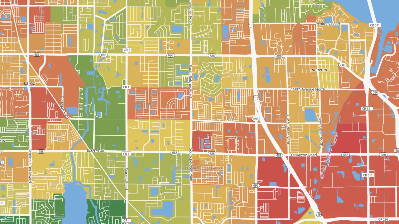 Kings Manor, Largo, FL Map of Assault Rates