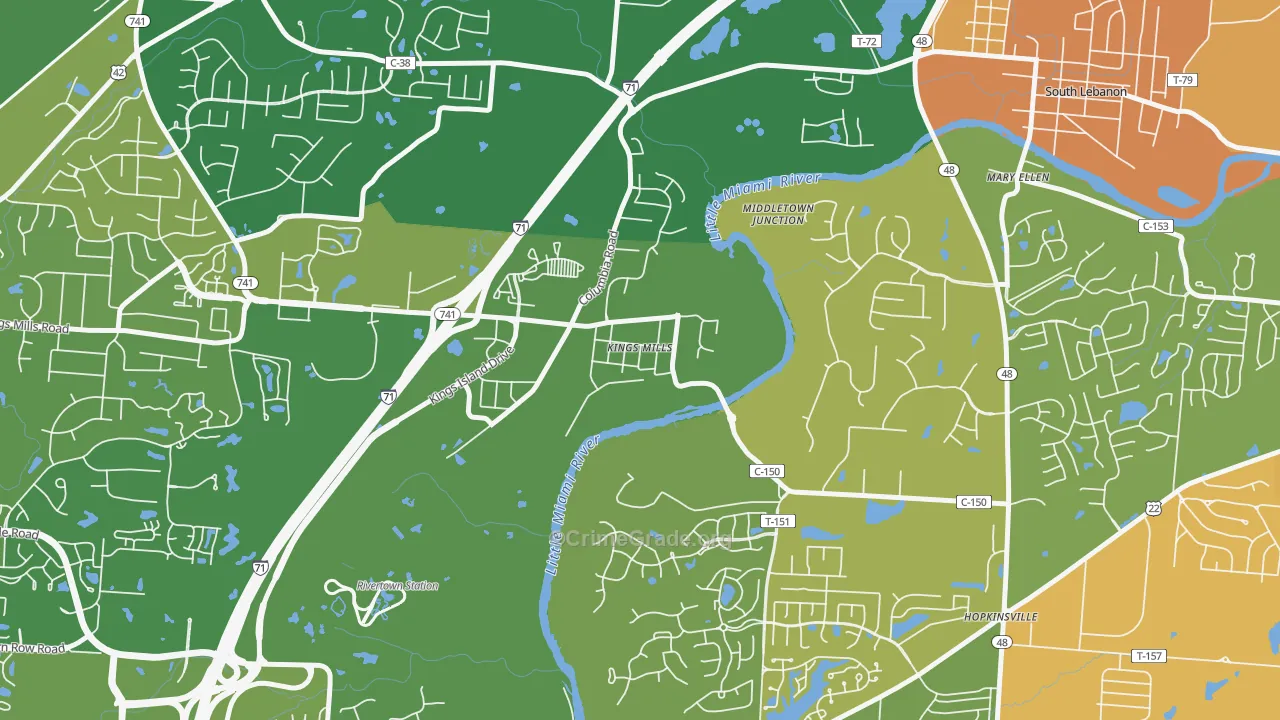 Kings Mills, OH Map of Assault Rates