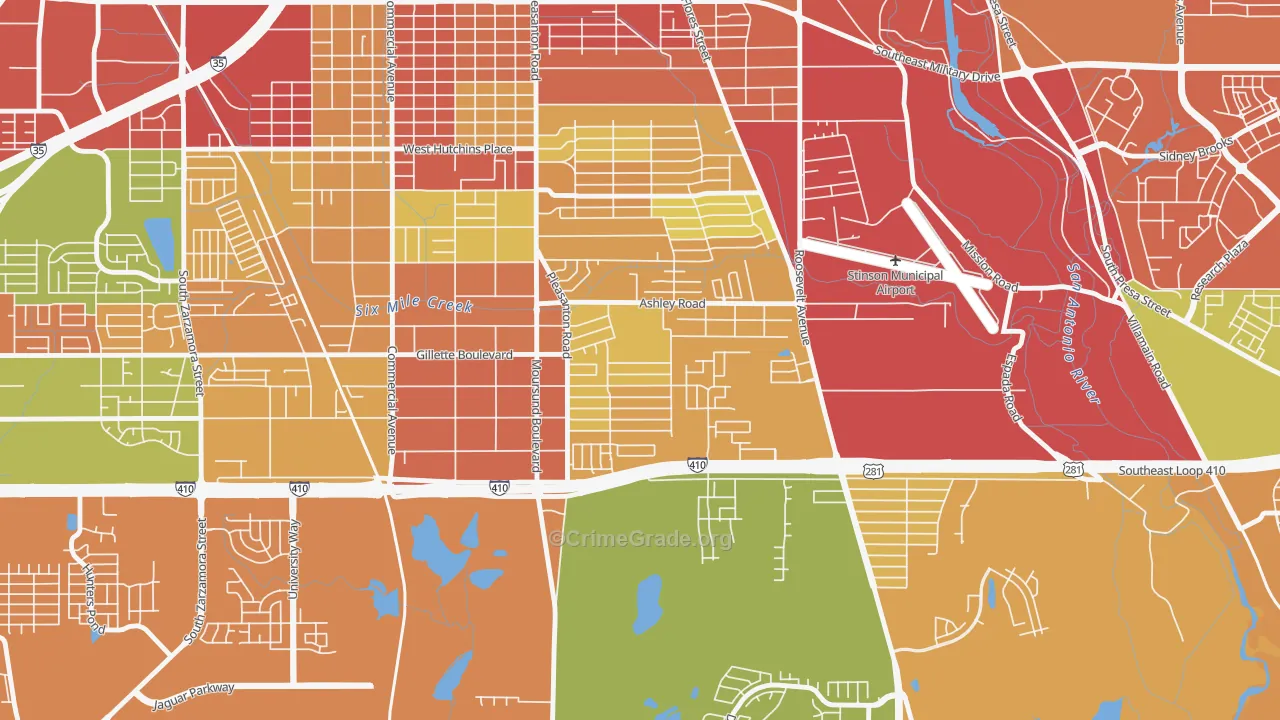 Kingsborough Ridge, San Antonio, TX Map of Assault Rates