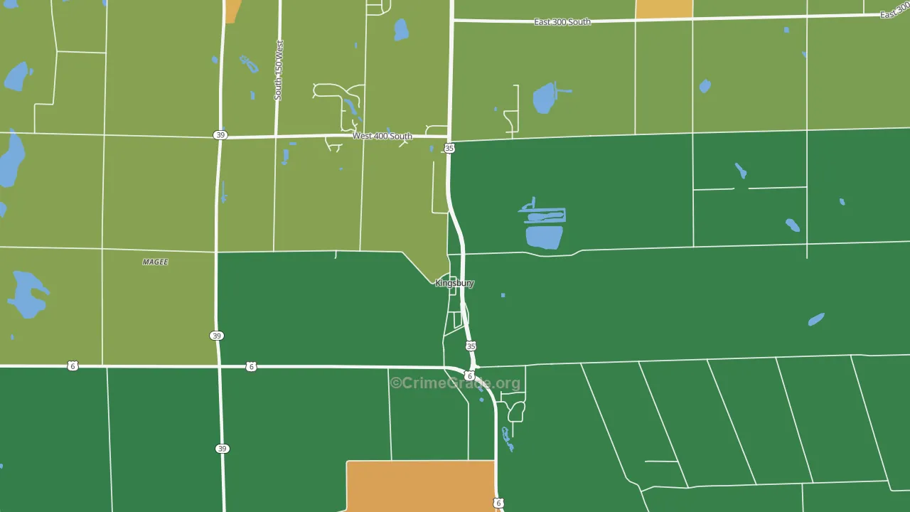 Kingsbury, IN Map of Assault Rates