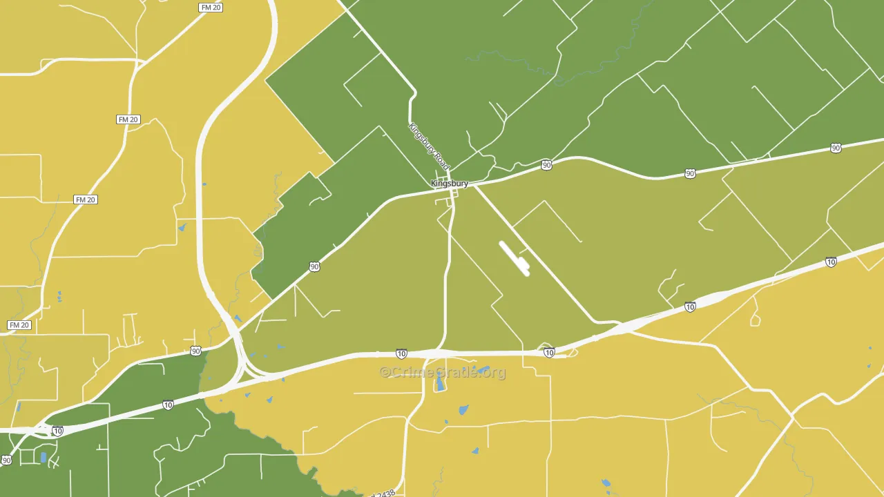 Kingsbury, TX Map of Assault Rates