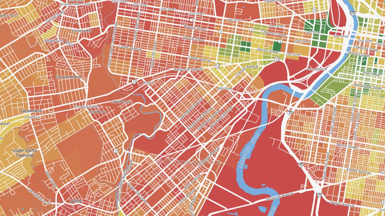 Kingsessing, Philadelphia, PA Map of Assault Rates