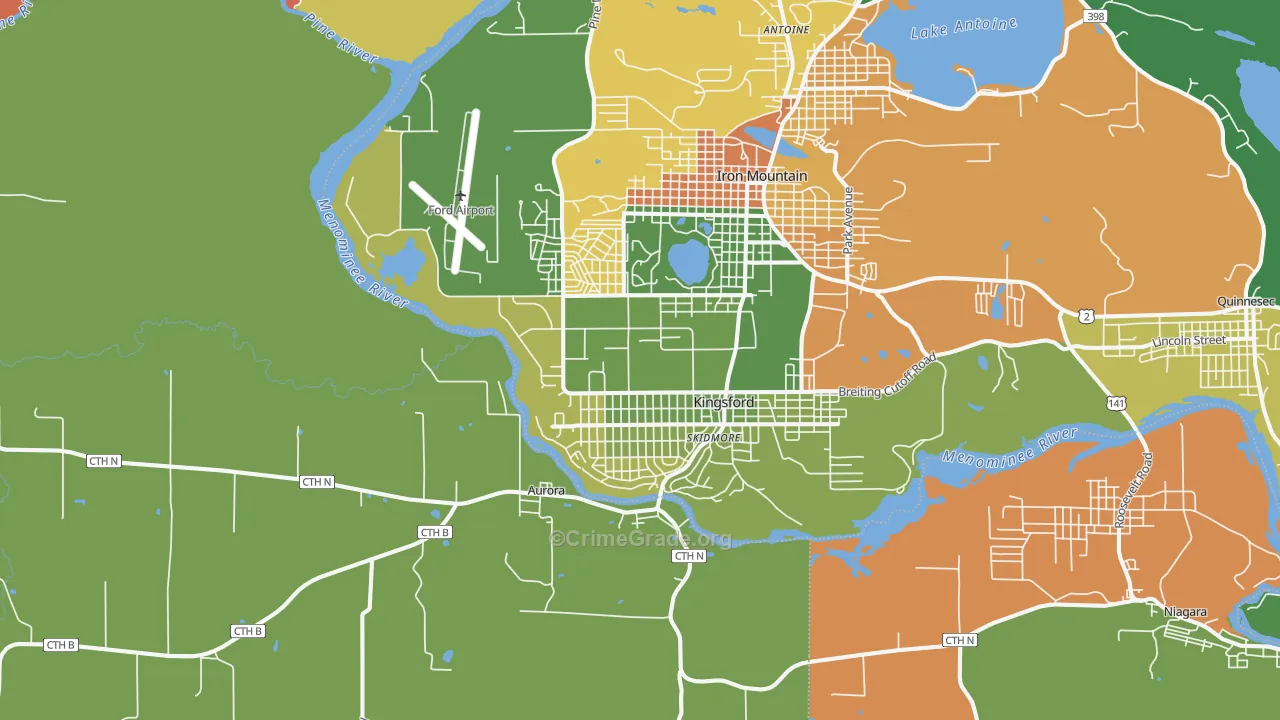 Kingsford, MI Map of Assault Rates
