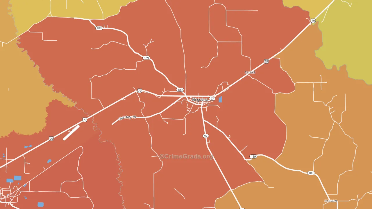 Kingsland, AR Map of Assault Rates