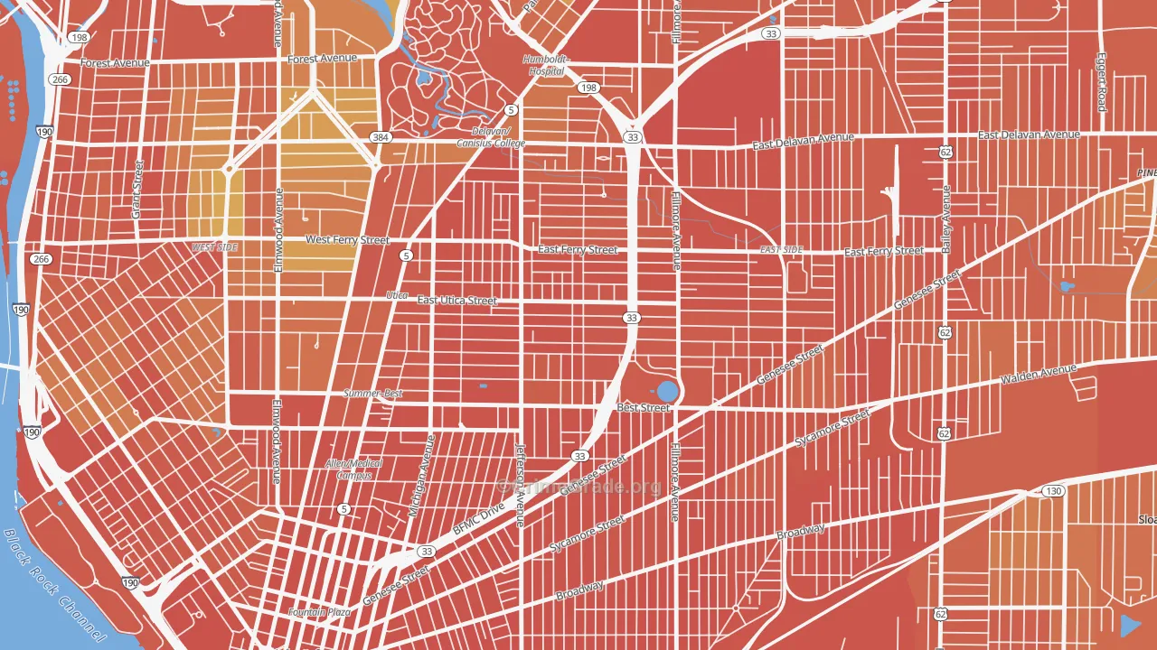 Kingsley, Buffalo, NY Map of Assault Rates