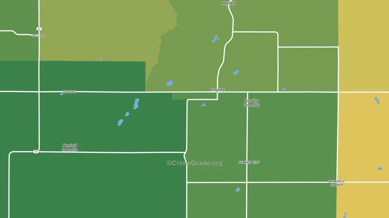 Kingsley, MI Map of Assault Rates
