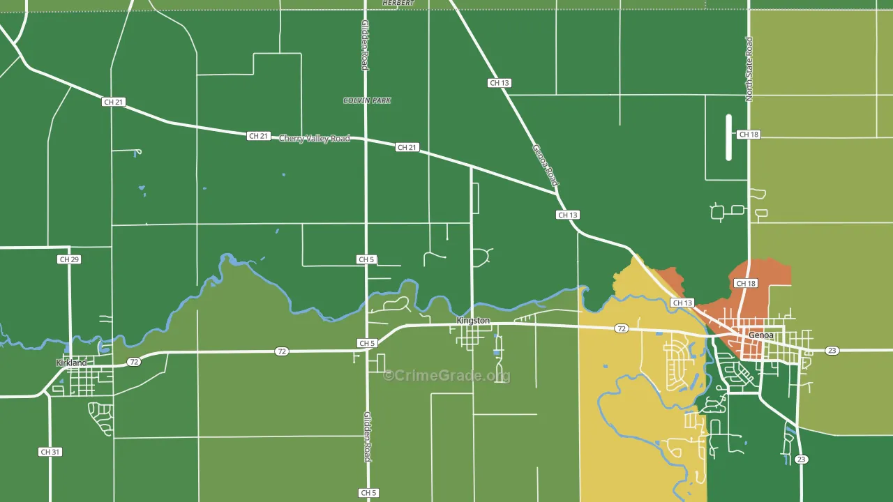 Kingston, IL Map of Assault Rates