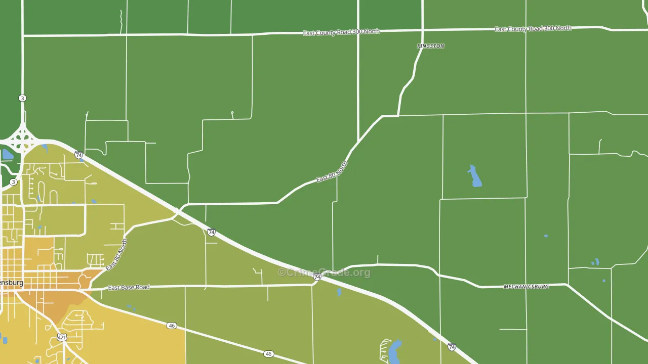 Kingston, IN Map of Assault Rates