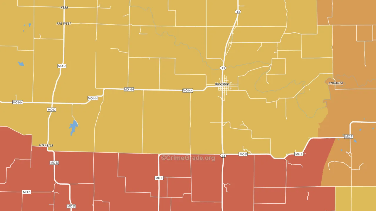 Kingston, MO Map of Assault Rates