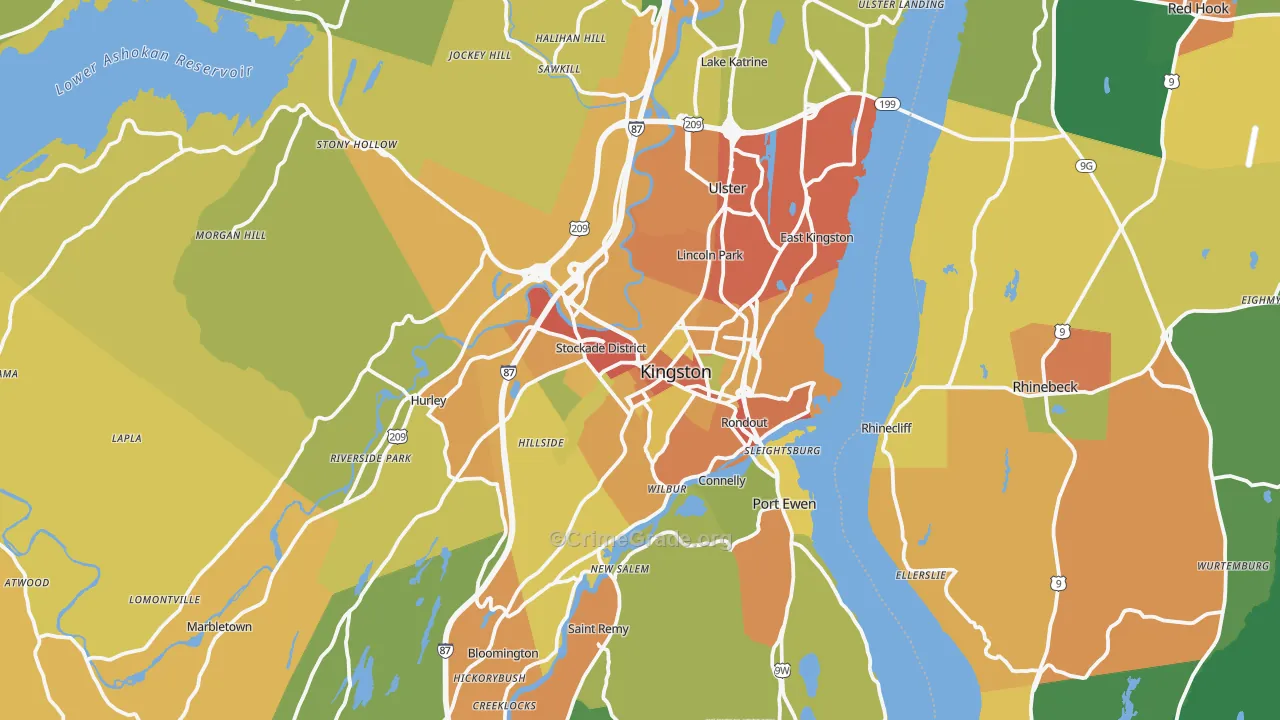 Kingston, NY Map of Assault Rates