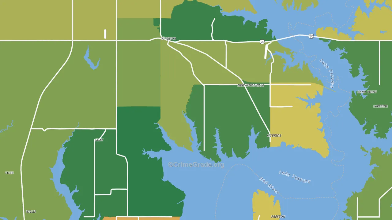 Kingston, OK Map of Assault Rates