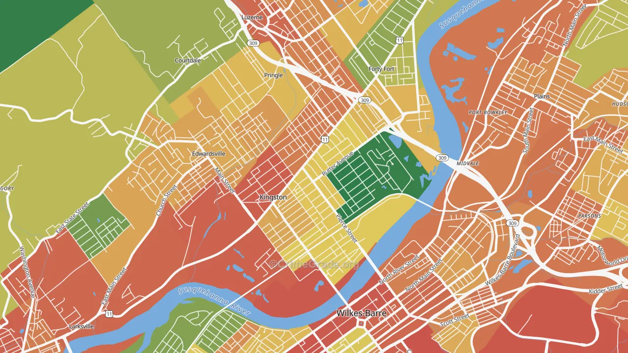 Kingston, PA Map of Assault Rates