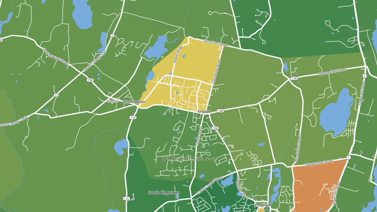 Kingston, RI Map of Assault Rates