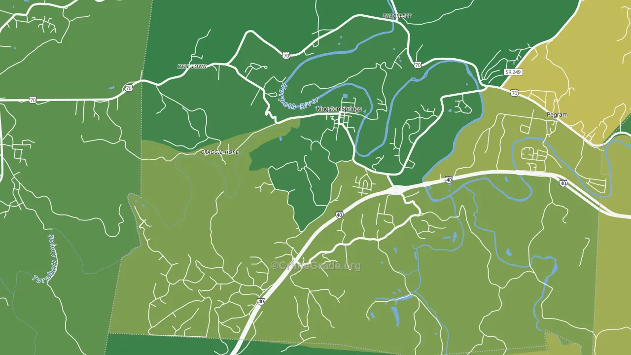 Kingston Springs, TN Map of Assault Rates