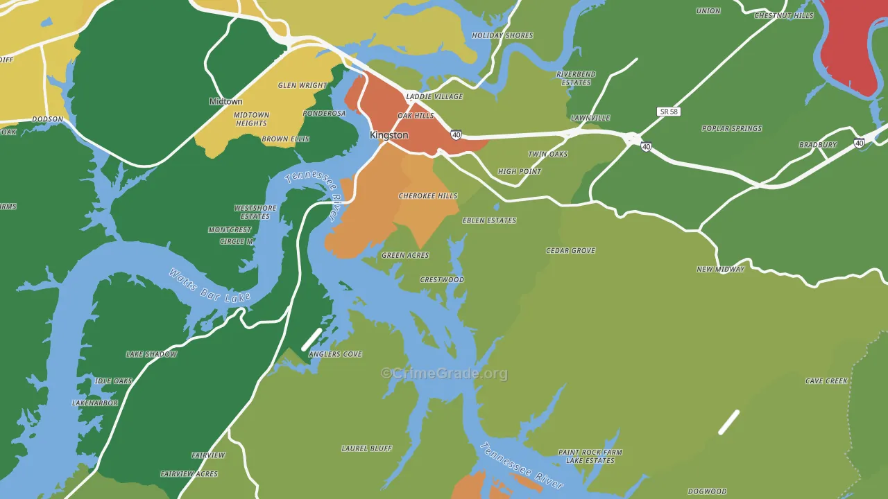 Kingston, TN Map of Assault Rates