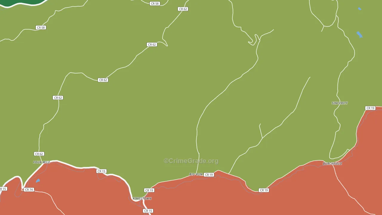Kingstown, WV Map of Assault Rates