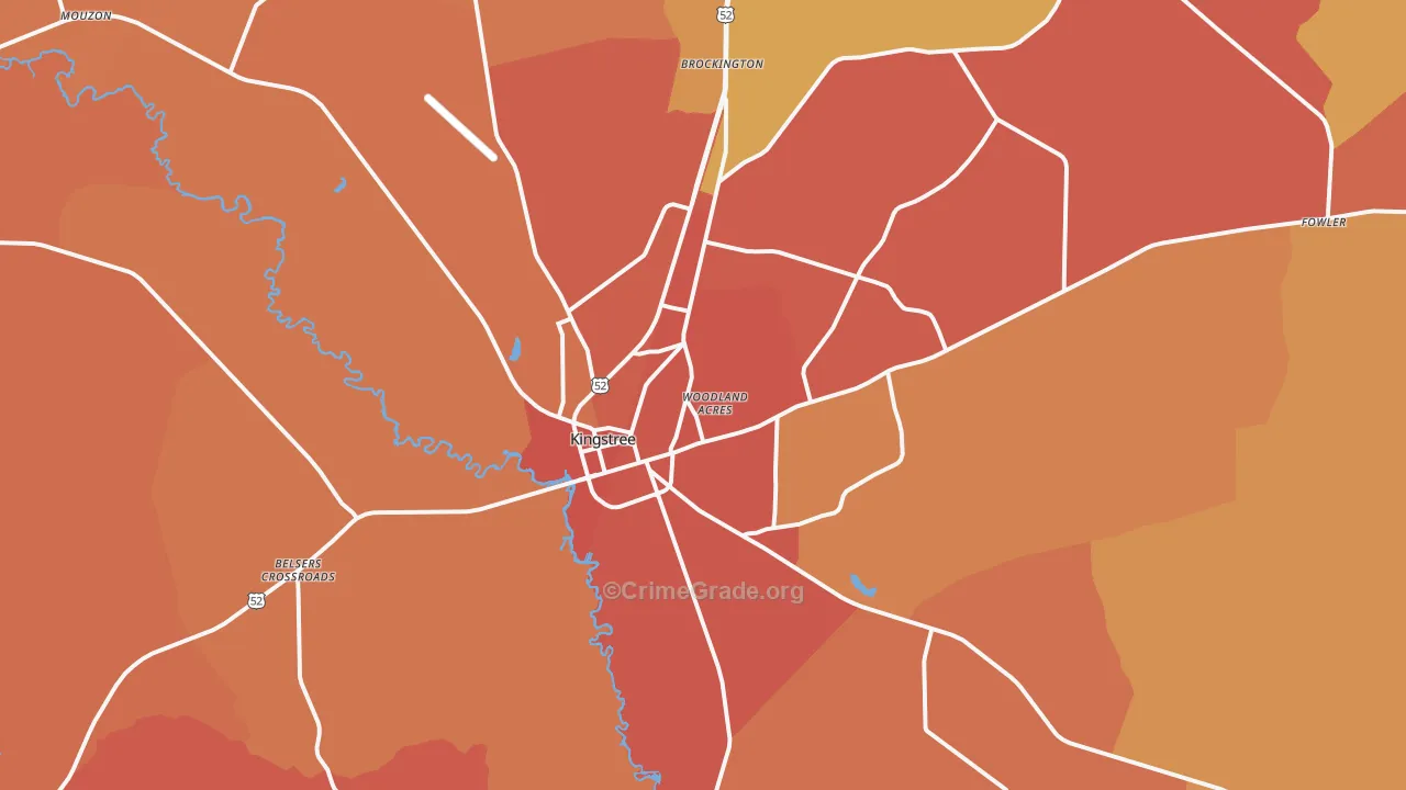 Kingstree, SC Map of Assault Rates