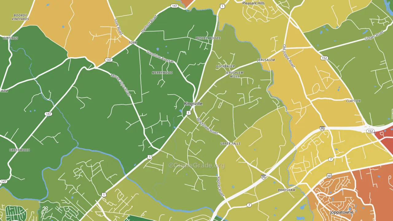 Kingsville, MD Map of Assault Rates