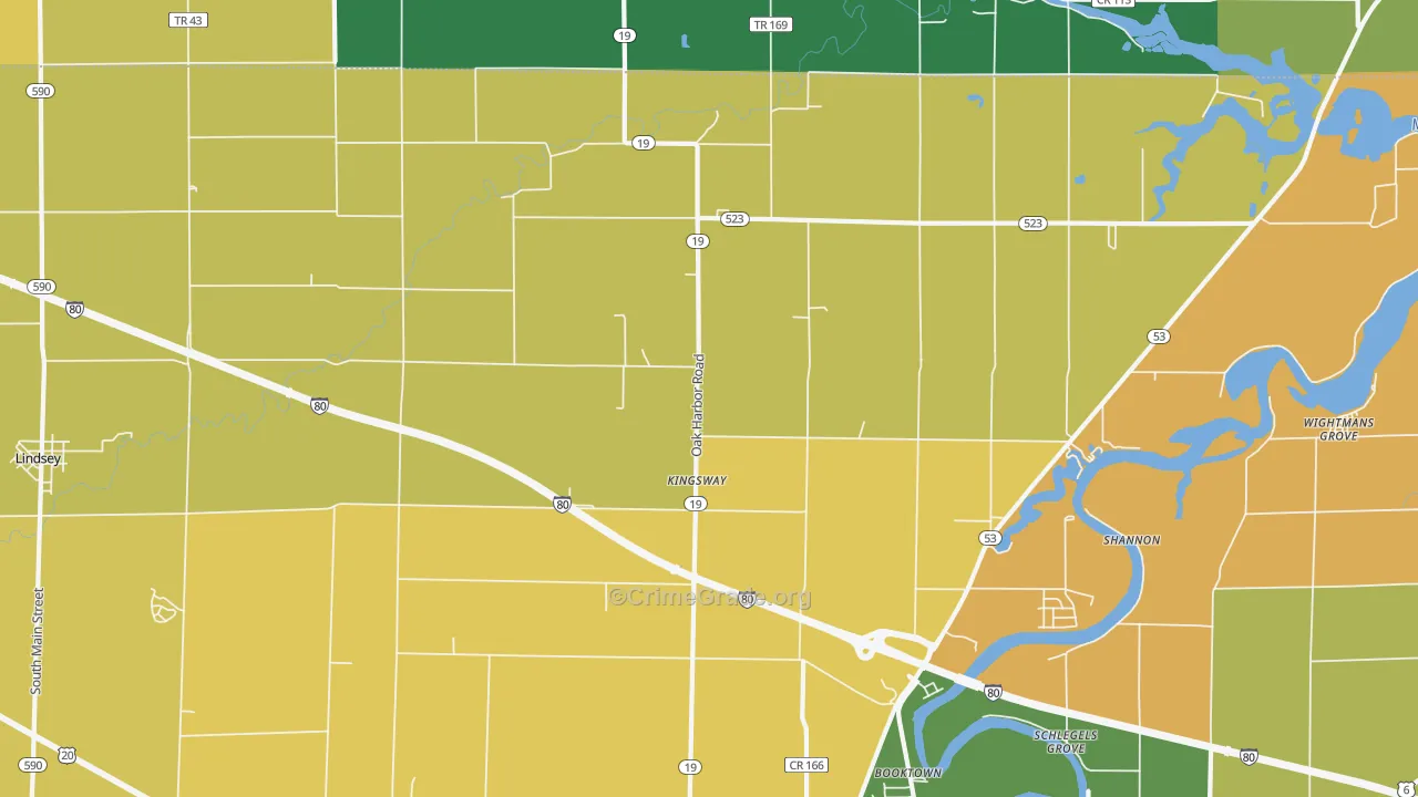 Kingsway, OH Map of Assault Rates