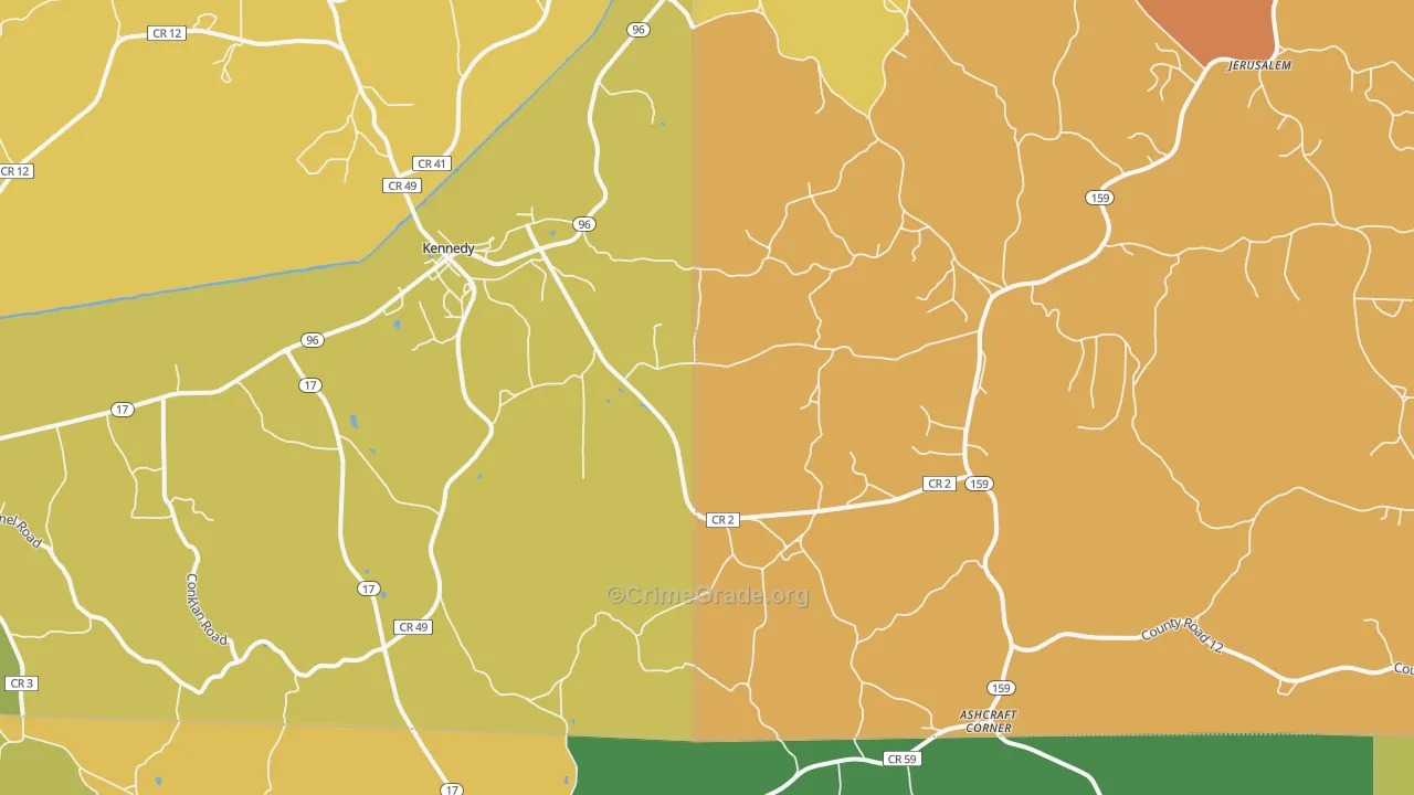 Kingville, AL Map of Assault Rates