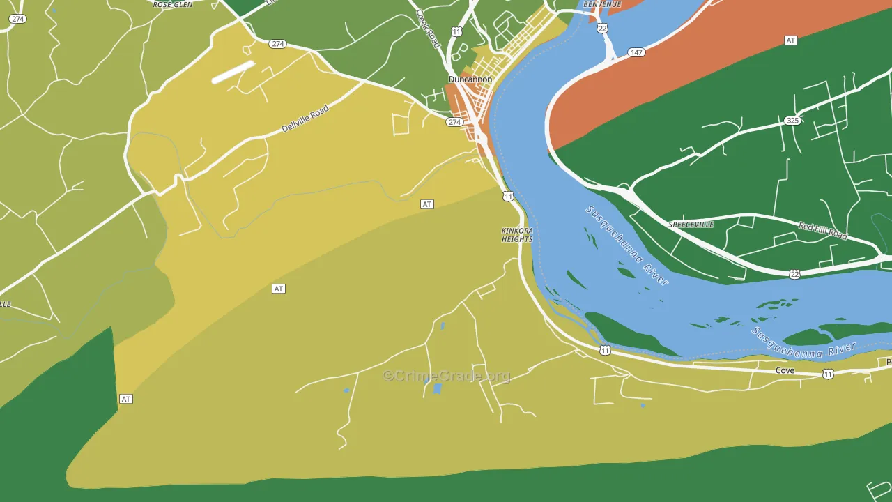 Kinkora Heights, PA Map of Assault Rates