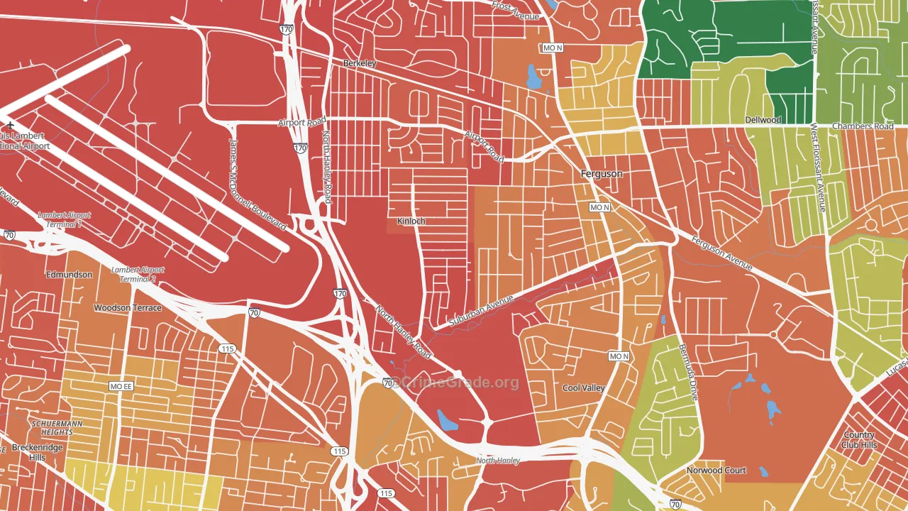 Kinloch, MO Map of Assault Rates