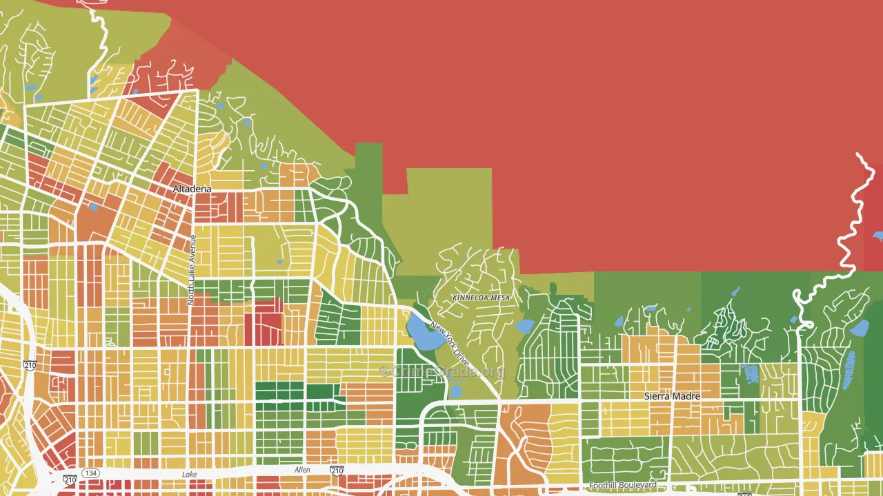 Kinneloa Mesa, CA Map of Assault Rates