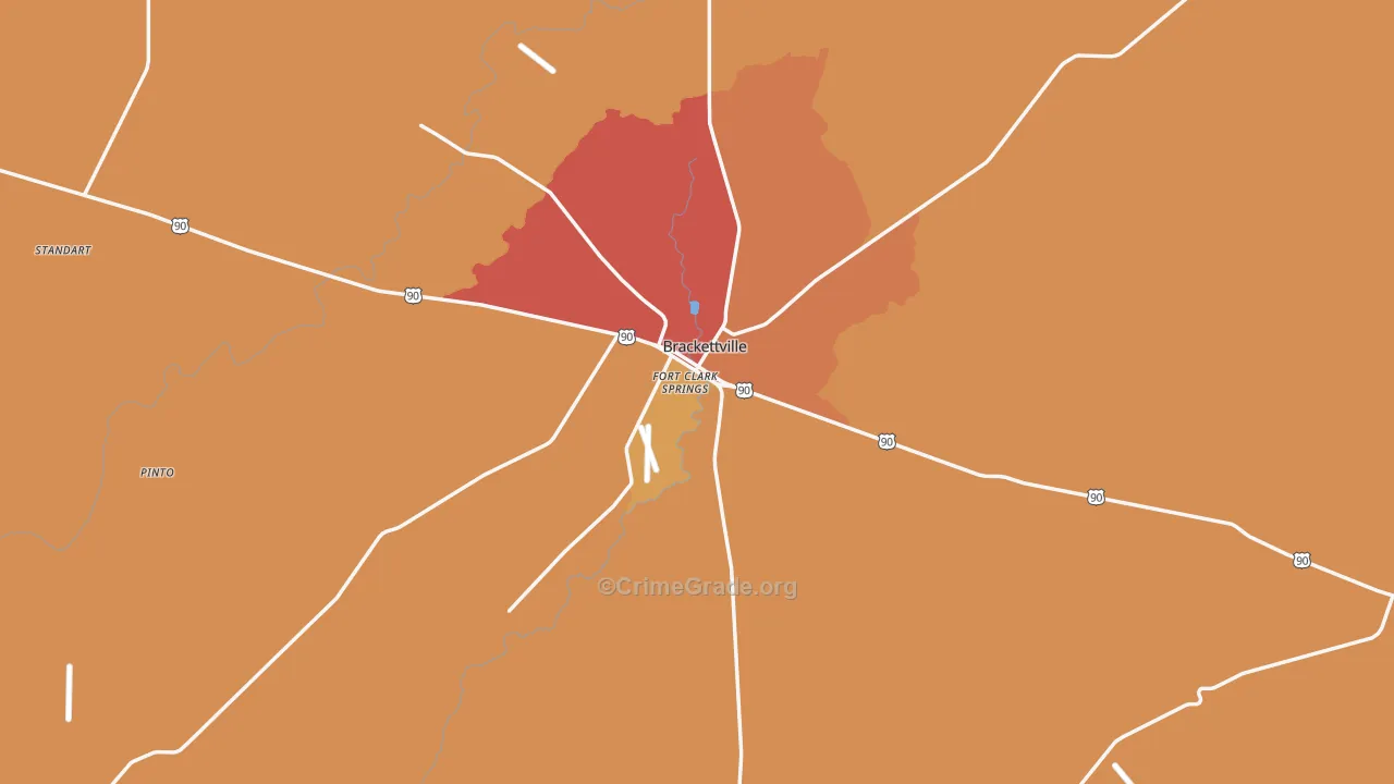 Kinney County, TX Map of Assault Rates