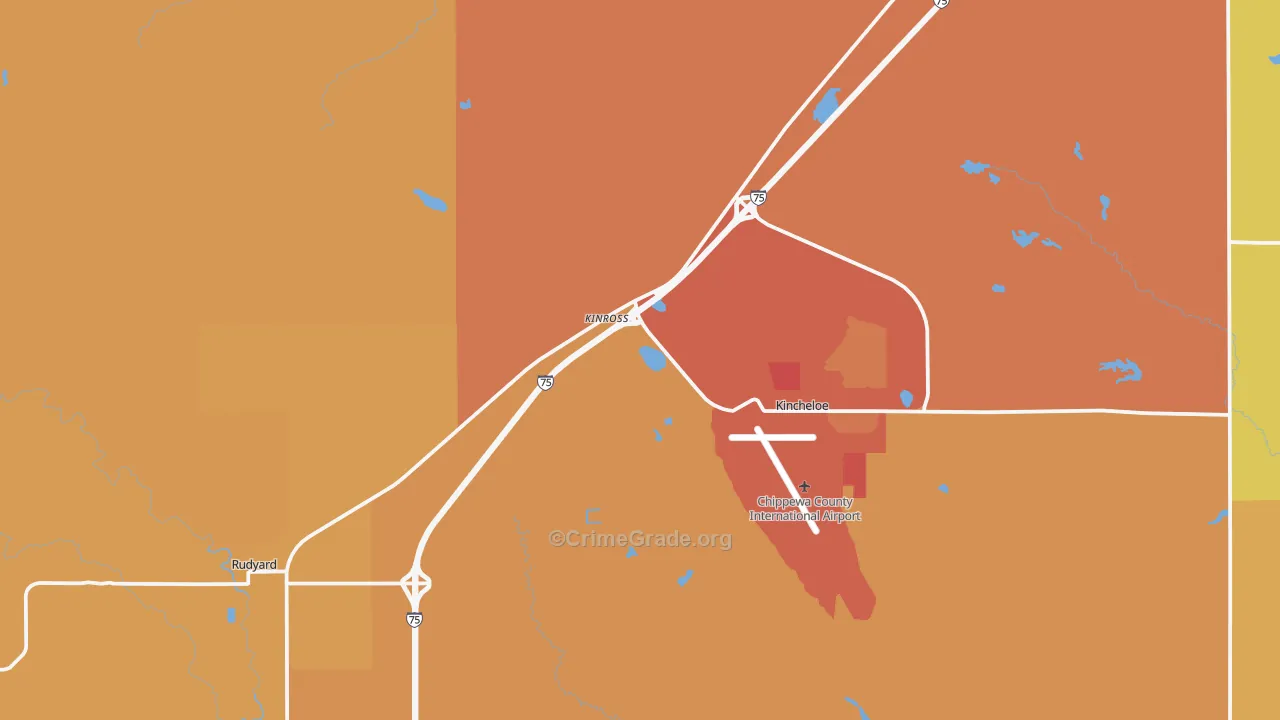 Kinross, MI Map of Assault Rates