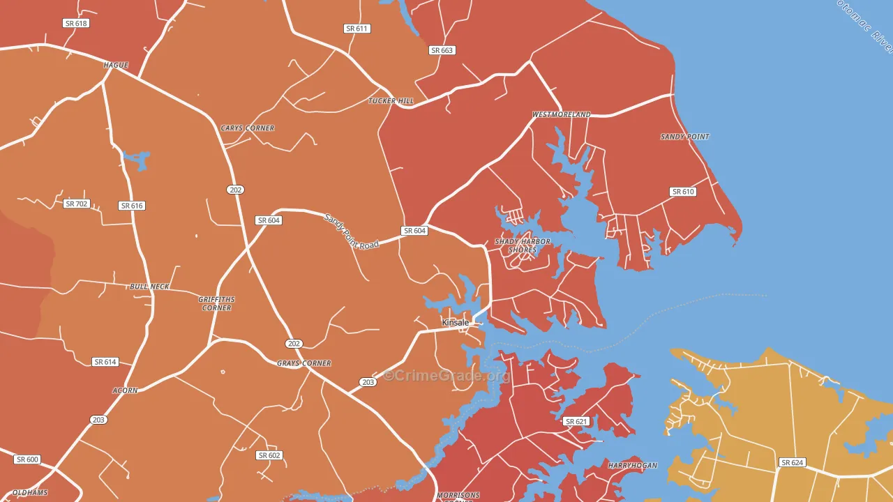 Kinsale, VA Map of Assault Rates