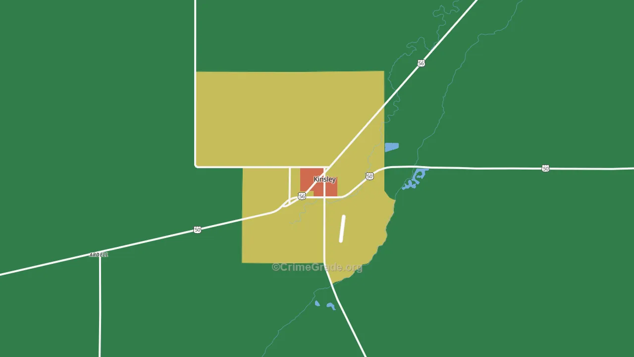 Kinsley, KS Map of Assault Rates