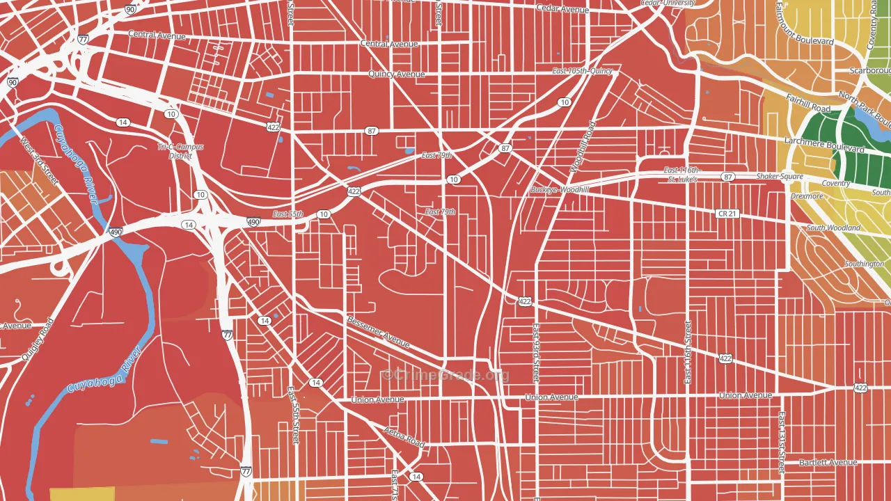 Kinsmith, Cleveland, OH Map of Assault Rates