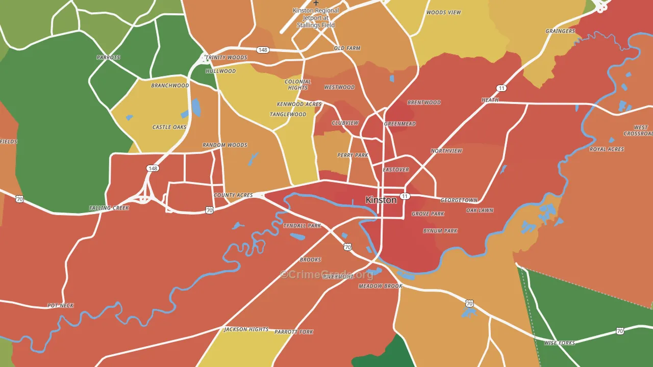 Kinston, NC Map of Assault Rates