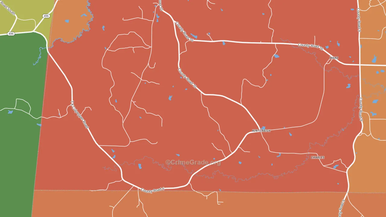 Kinterbish, AL Map of Assault Rates