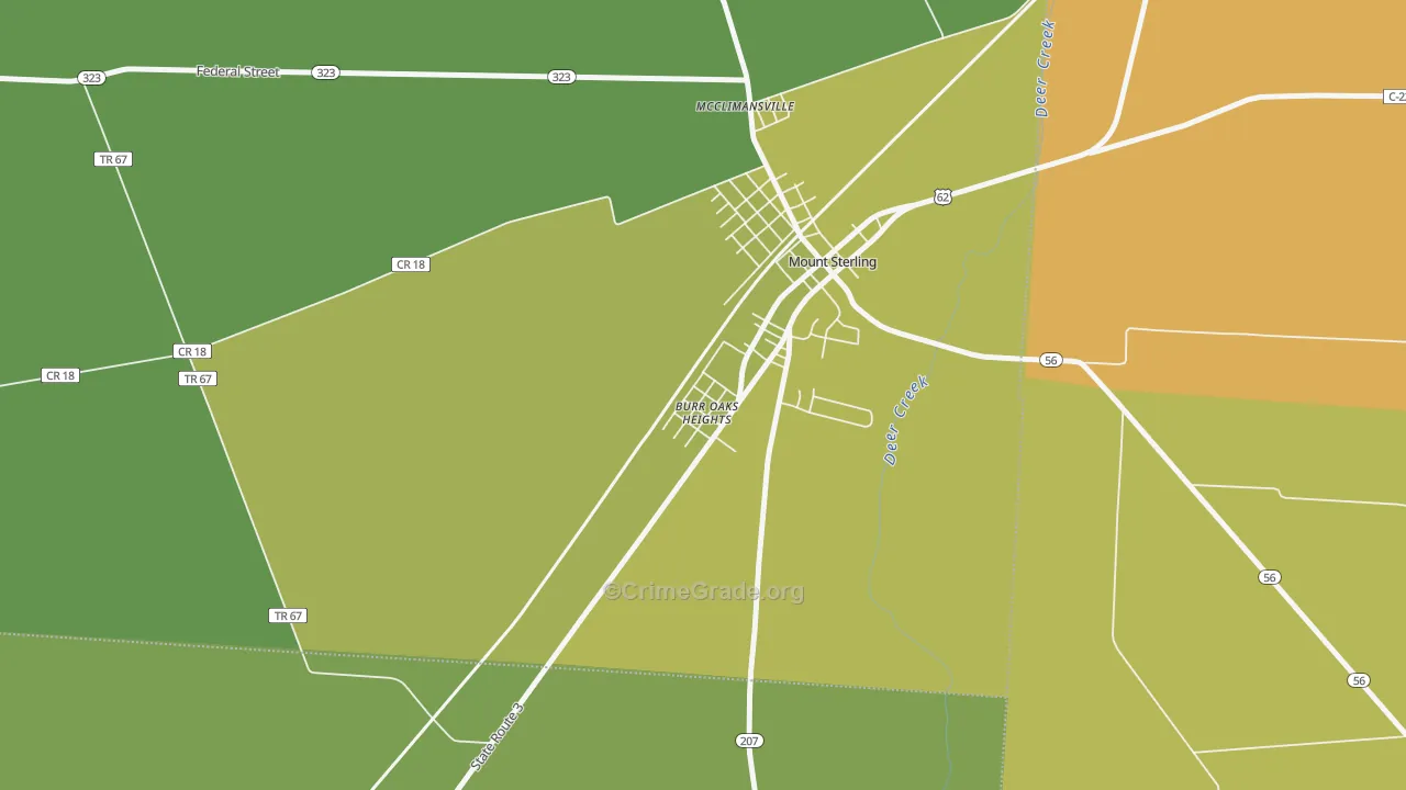 Kiousville, OH Map of Assault Rates