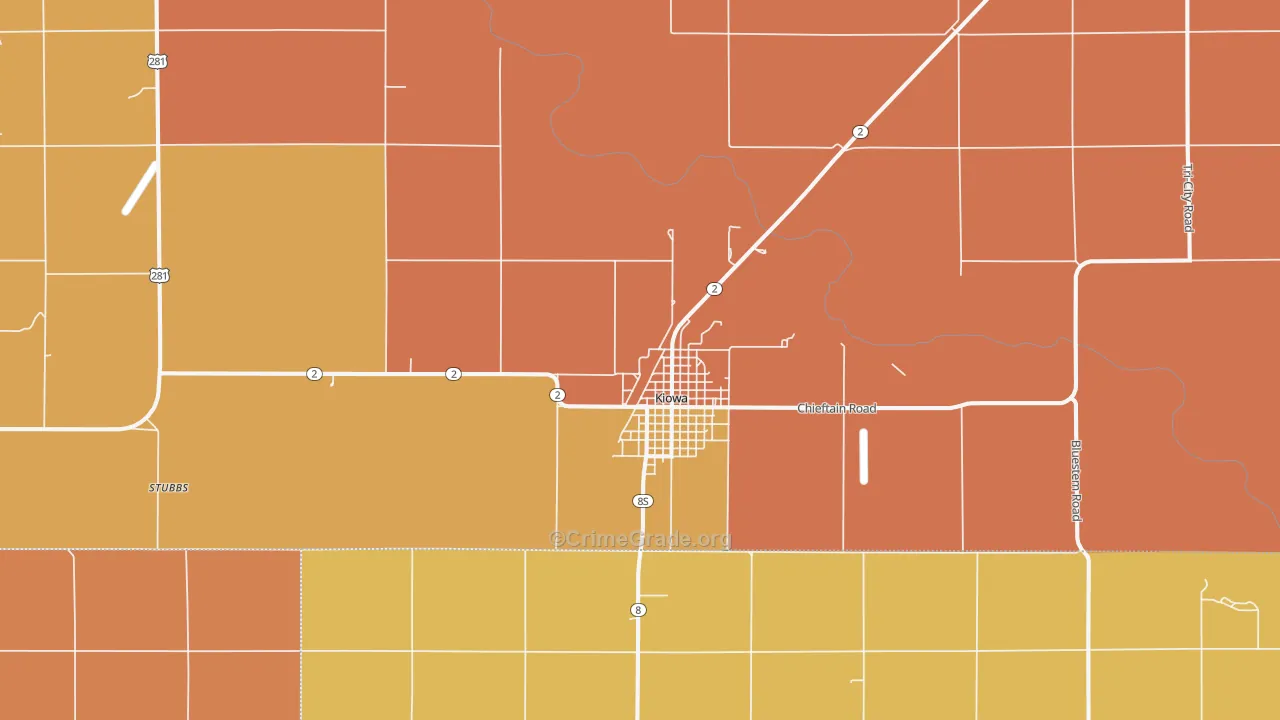 Kiowa, KS Map of Assault Rates