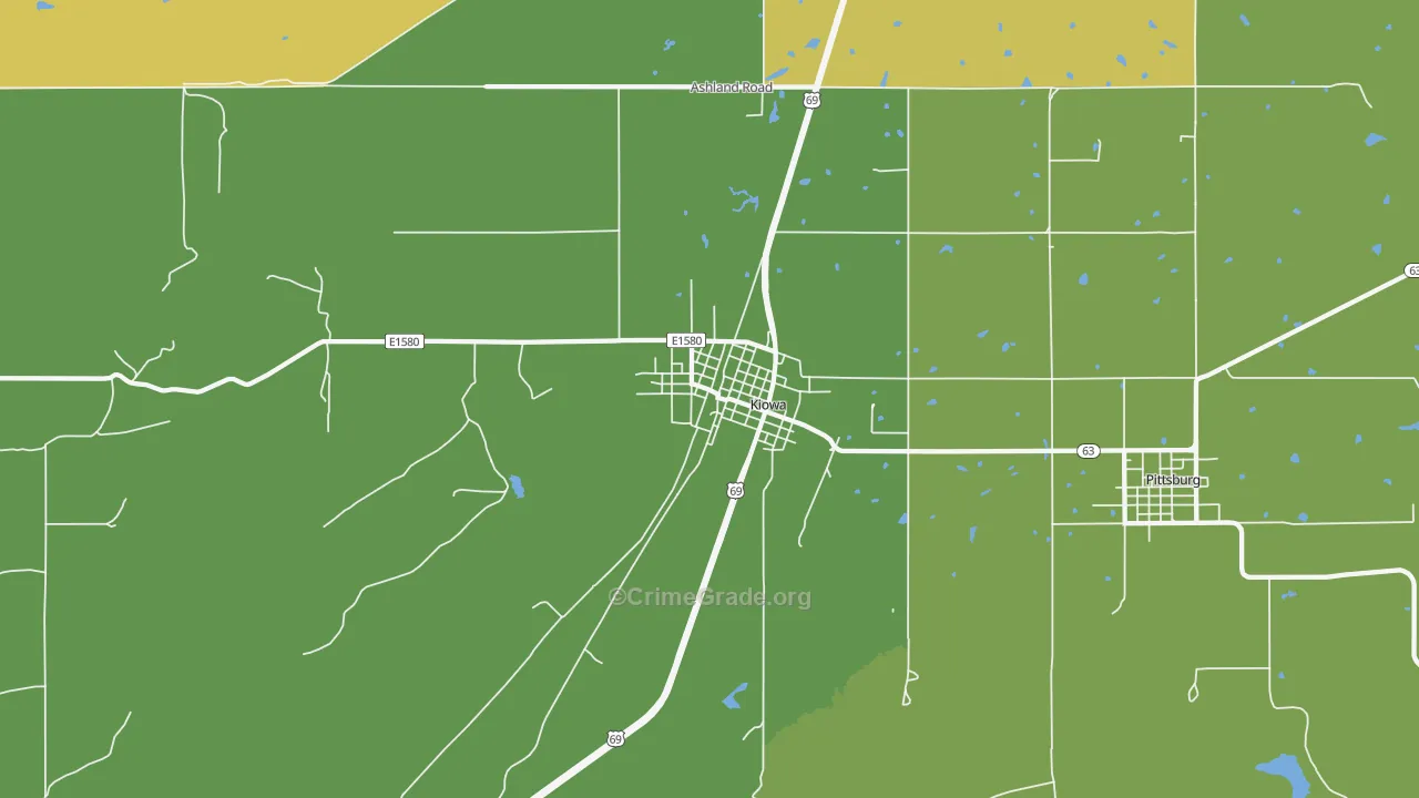 Kiowa, OK Map of Assault Rates
