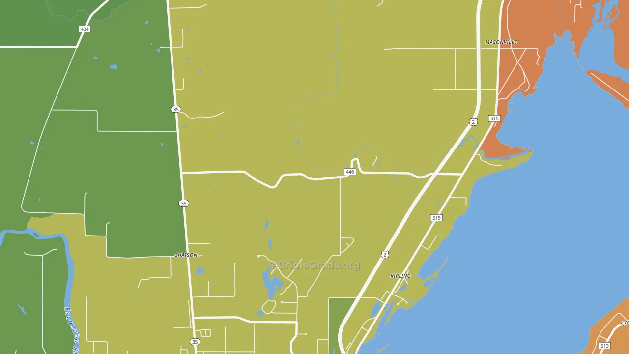 Kipling, MI Map of Assault Rates