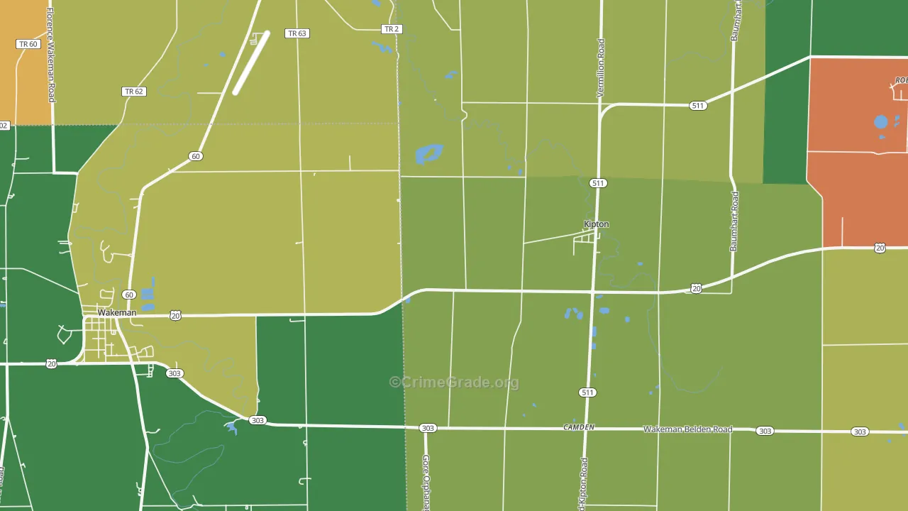 Kipton, OH Map of Assault Rates