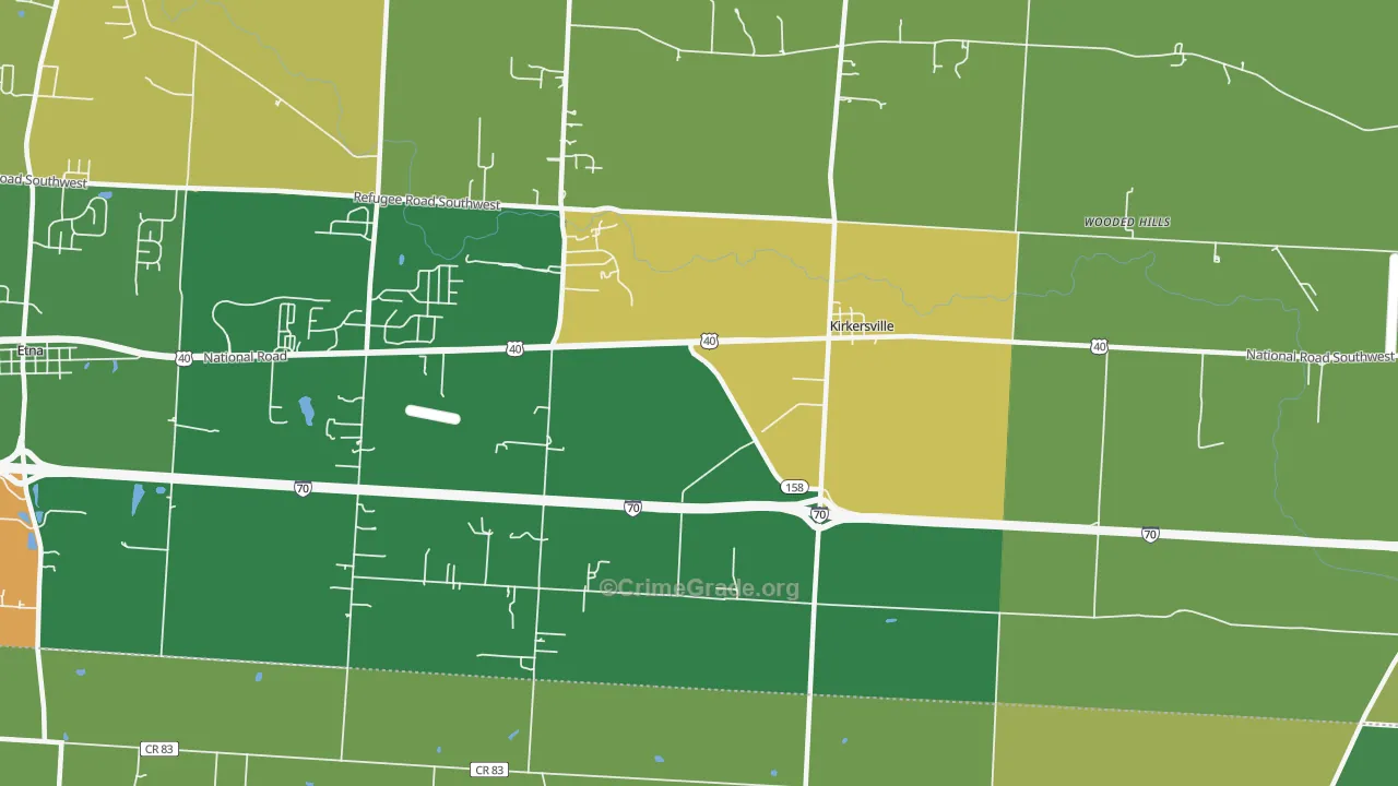 Kirkersville, OH Map of Assault Rates