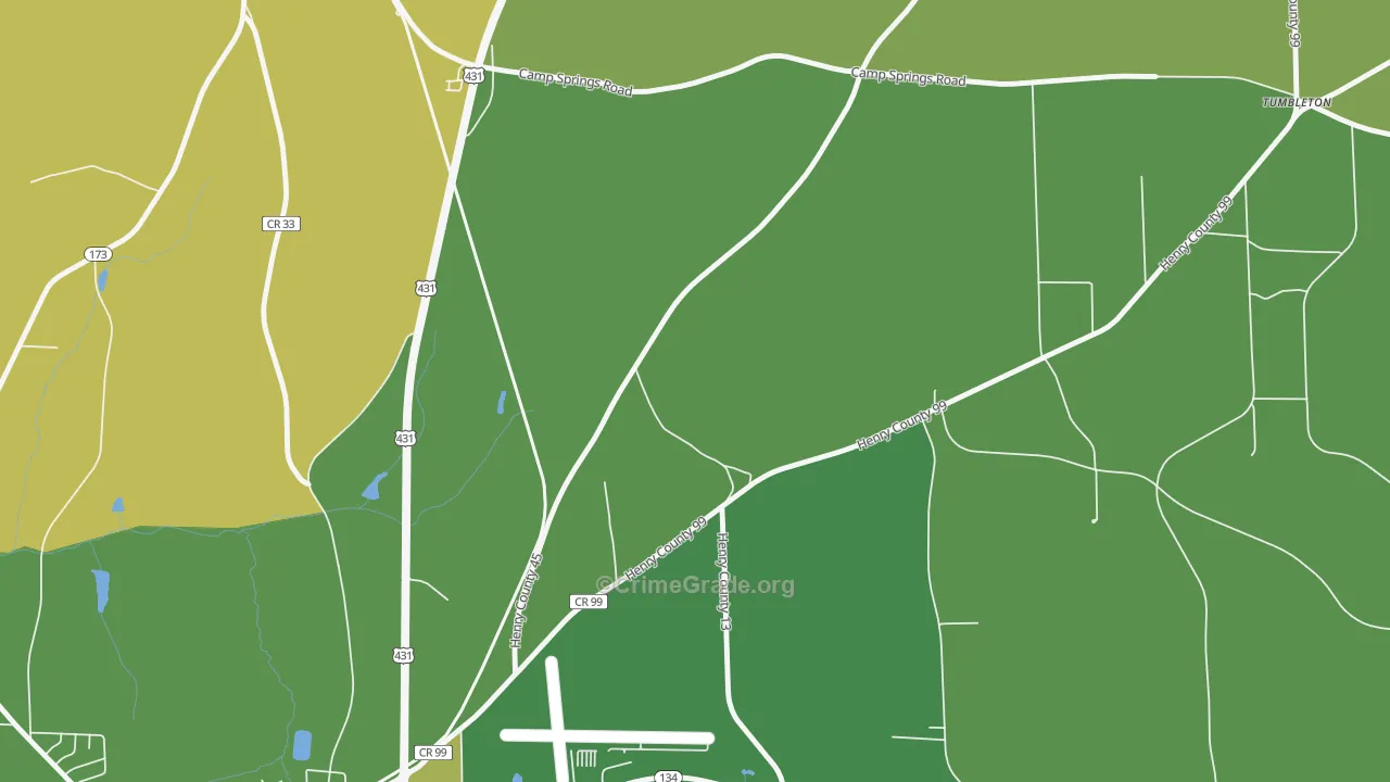 Kirklands Crossroads, AL Map of Assault Rates